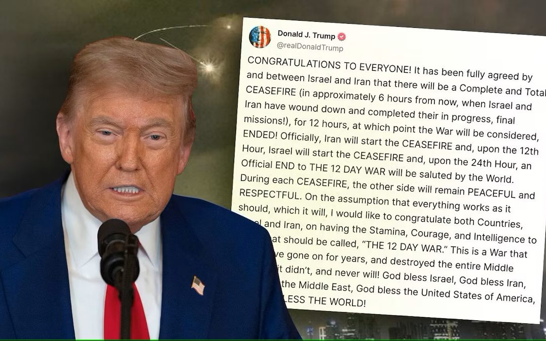 Anuncia Trump alto al fuego entre Israel e Irán