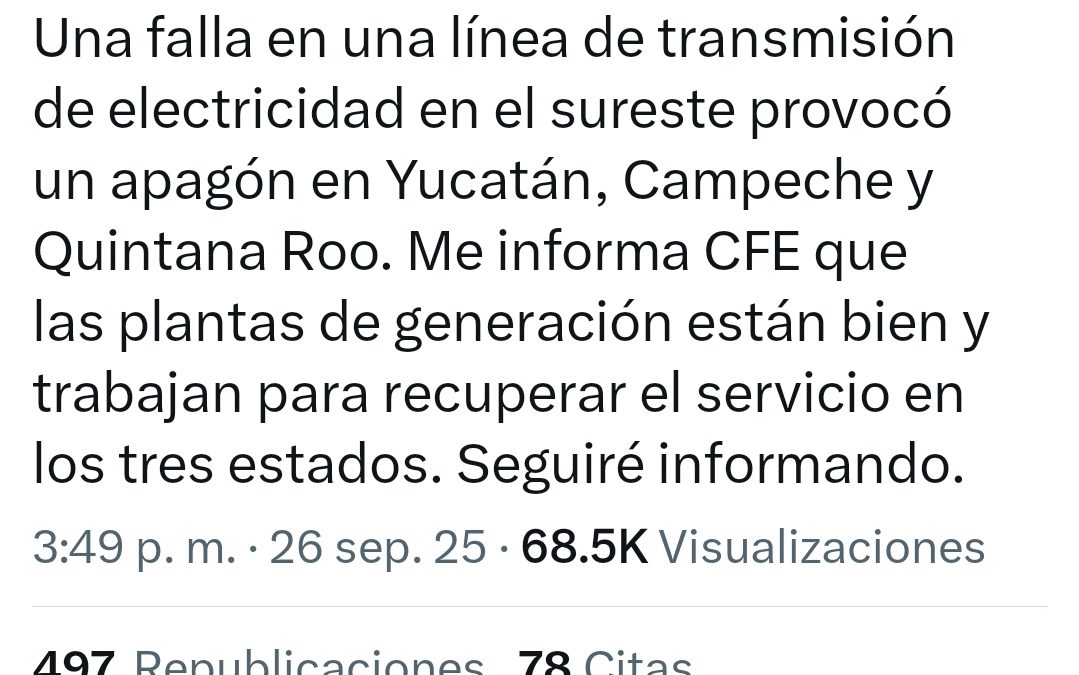 Más de cinco millones de habitantes afectados por apagón