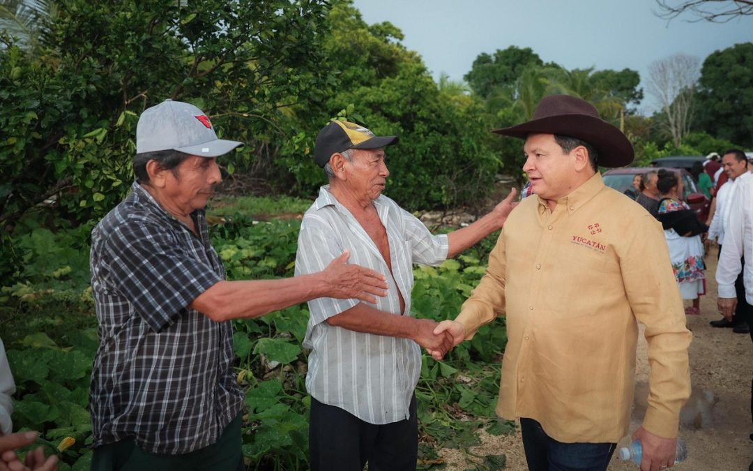 Supervisa Díaz Mena construcción de caminos sacacosechas, en Kinchil