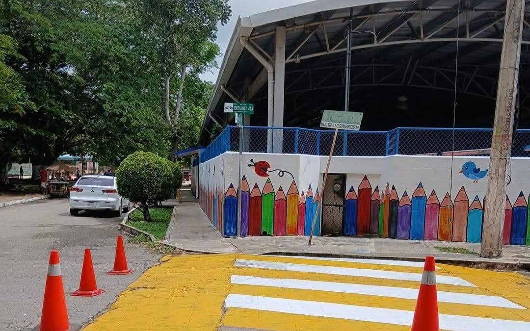 Pintan pasos peatonales por la seguridad de estudiantes y viandantes de Tizimín