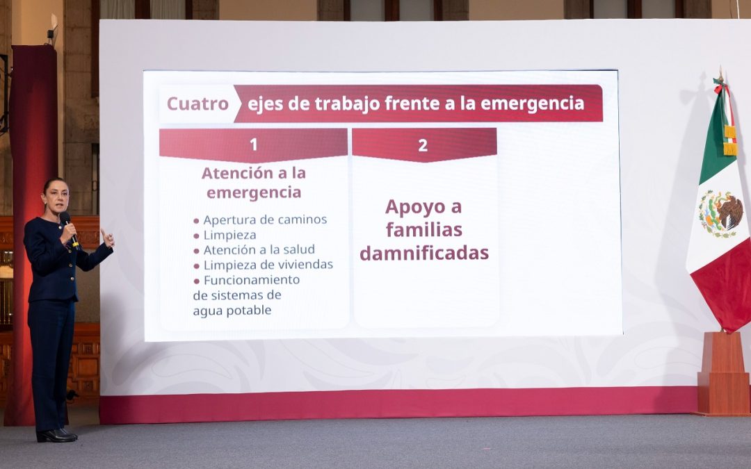Presenta Claudia Sheinbaum 4 ejes de trabajo frente a emergencia por lluvias
