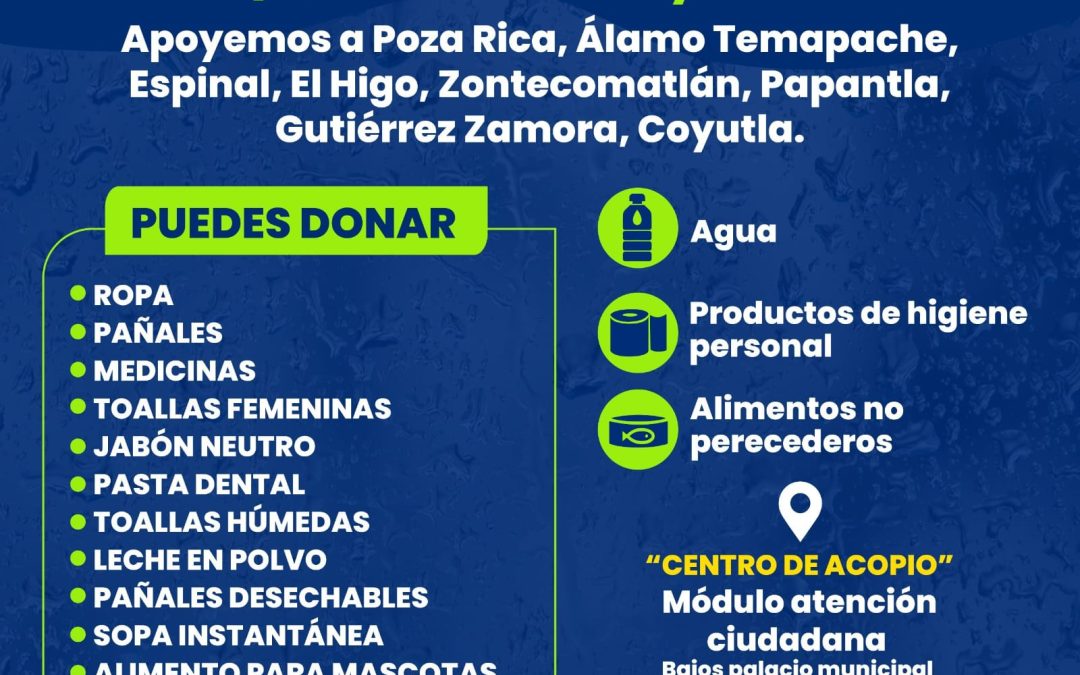 Ayuntamiento de Mérida instala centro de acopio en apoyo a familias de Veracruz