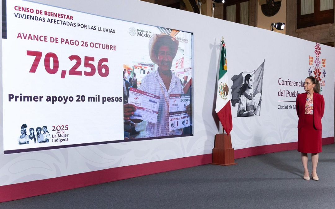 Gobierno Federal ha otorgado 70 mil 256 apoyos a personas afectadas por las lluvias