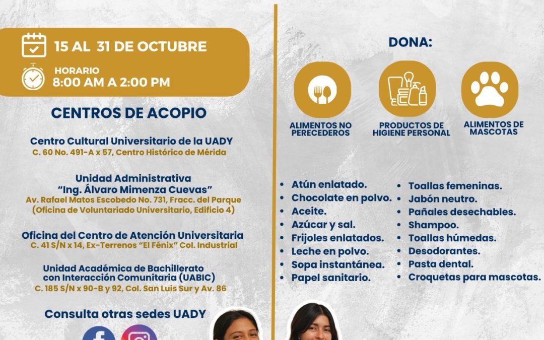 Abre UADY centros de acopio para damnificados de Veracruz