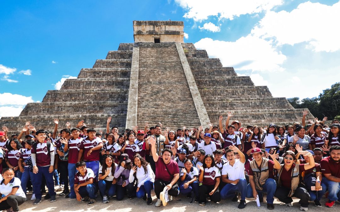 Visitan Más de 300 jóvenes Chichén Itzá en Jornada Educativa de la Sejuvey