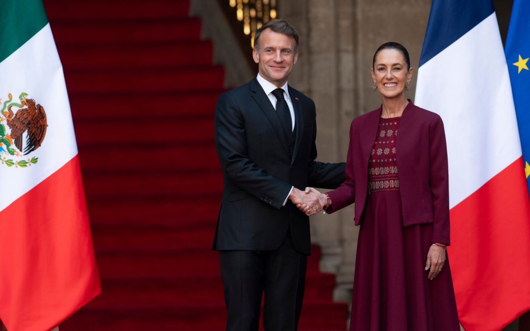 Recibe presidenta Sheinbaum a su homólogo de Francia, Emmanuel Macron, en Palacio Nacional