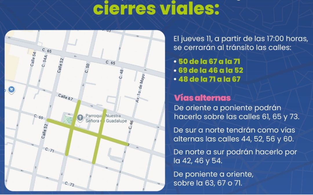 Ayuntamiento de Mérida implementará operativo para festividades de la Virgen de Guadalupe.