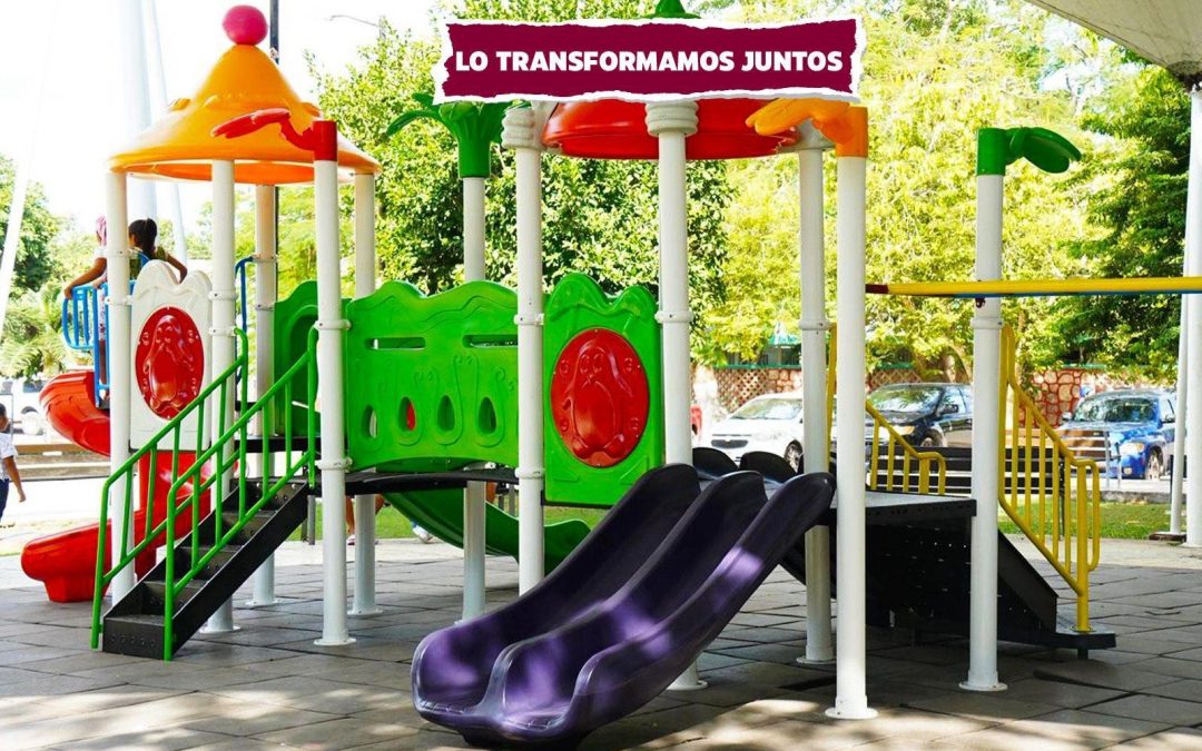 Renuevan área de juegos del Parque de la Libre Empresa, en Tizimín