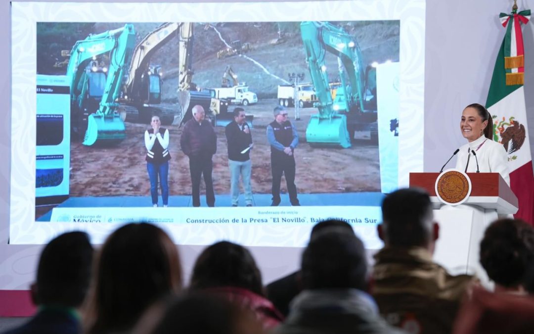 Claudia Sheinbaum encabeza banderazo de inicio a la construcción de la presa “El Novillo”, en La Paz
