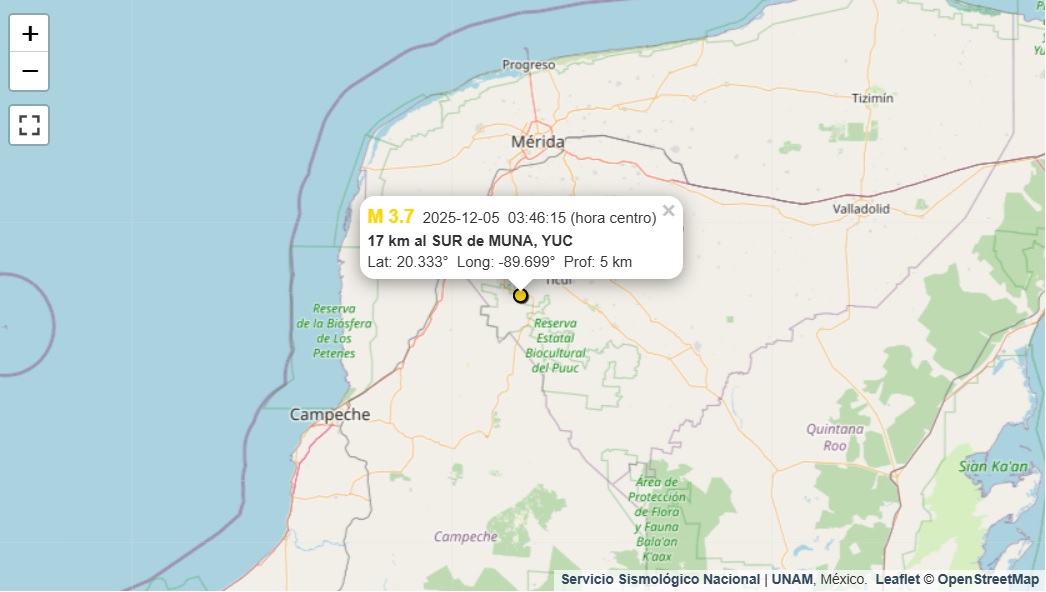 Tiembla dos veces en Yucatán, durante la madrugada
